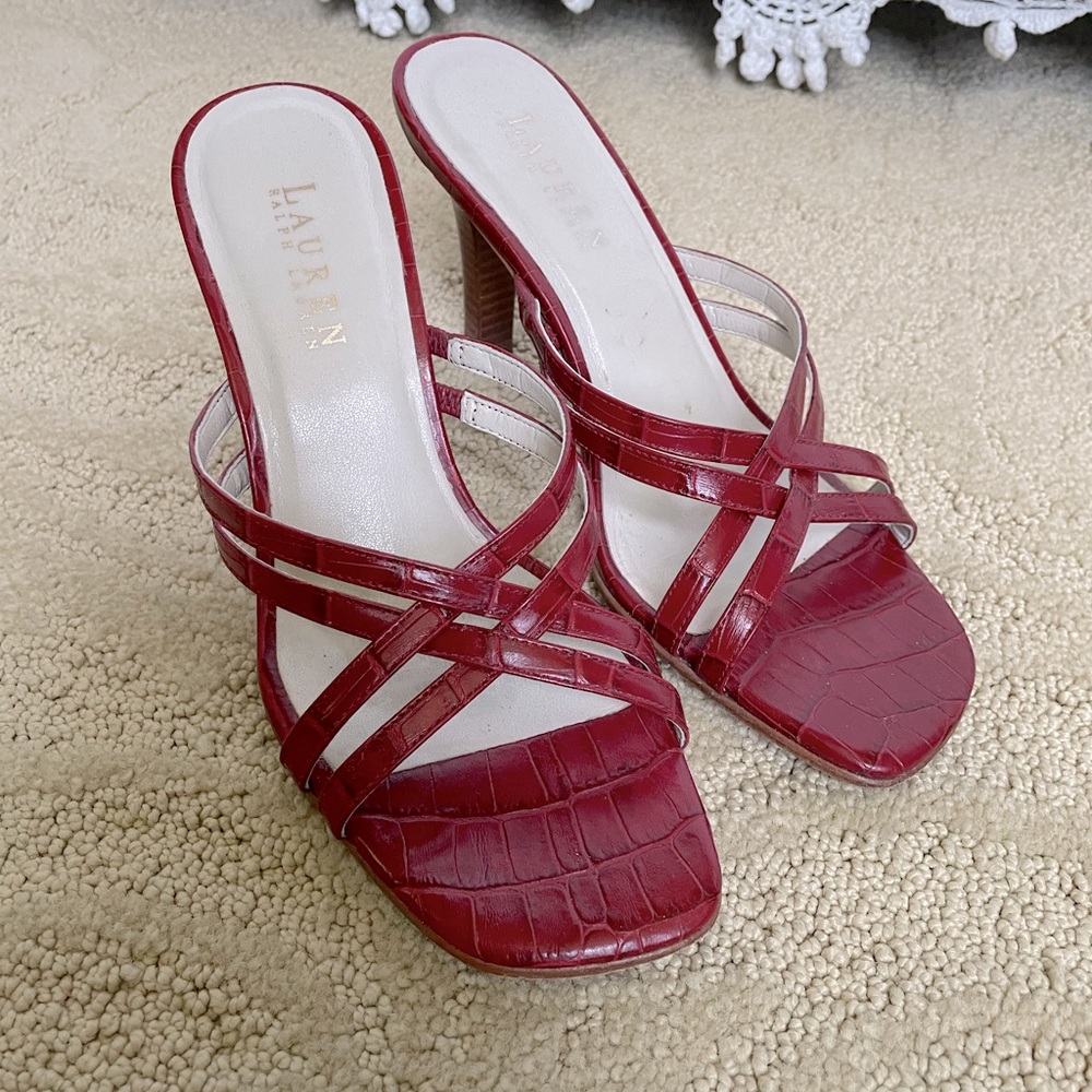 Red leather strappy sandal